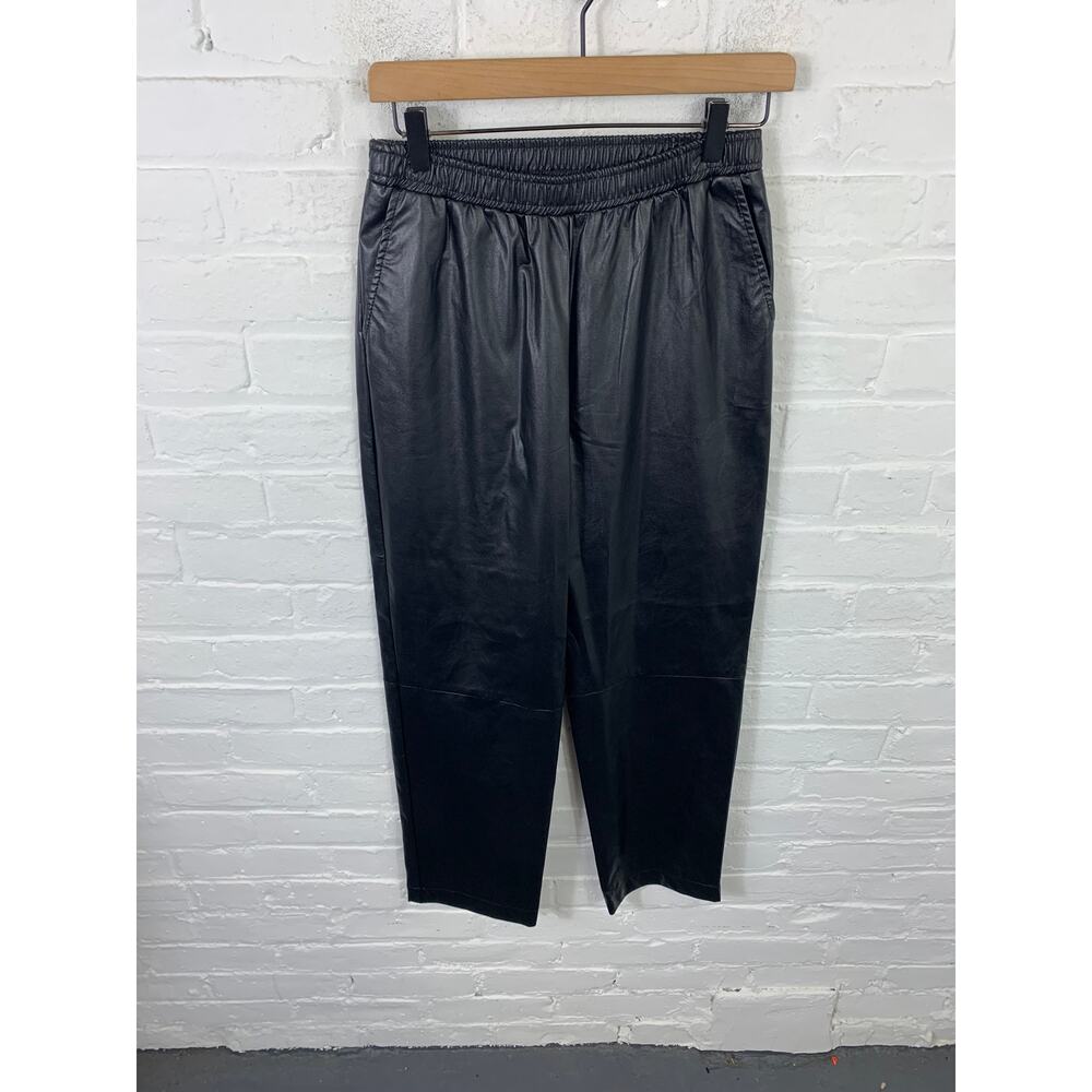 Fifteen Twenty Women's Fauc Leather Straight Ankle Pant Pull-On Black Size S